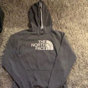 Grey North Face pull over hoodie